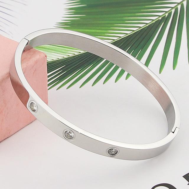 

Новый модный браслет, женский браслет, браслет из нержавеющей стали и браслет с кубическим цирконием, золотой женский ювелирный подарок 56-58mm