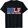 NOUVEAU LIMITÉ ! T-shirt Drôle Patriotique du 4 Juillet DILF J'aime la Liberté - FABRIQUÉ AUX ÉTATS-UNIS