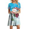 Women 3d Print Short Sleeve Midi Dress Plus Size Holiday Beach Dresses