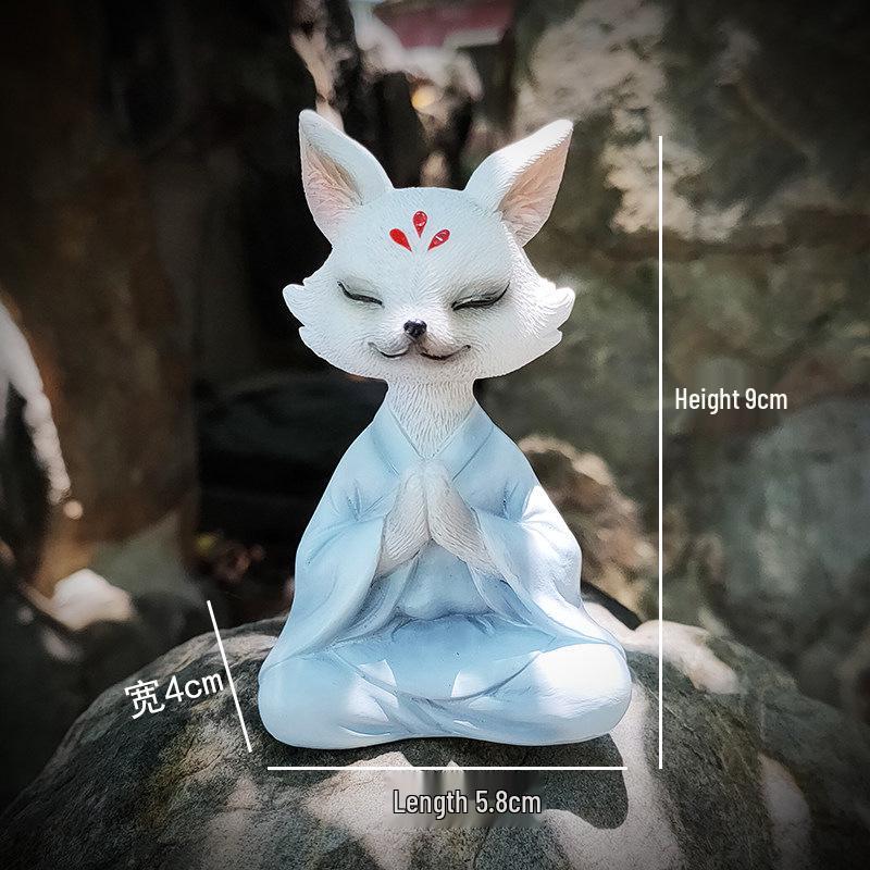 Zen Fox Ornament - New Chinese Style Desktop & Outdoor Micro Landscape Decoration