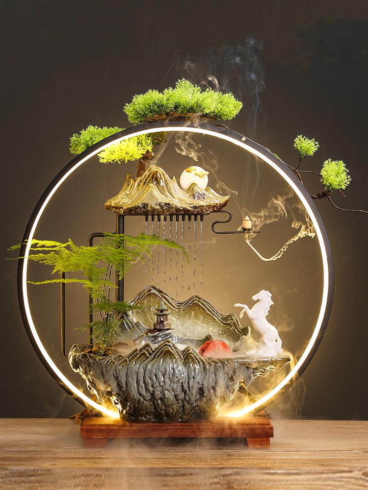 Flowing Water Backflow Incense Fountain & Humidifier - Perfect for Home, Office, or Gift Decoration.