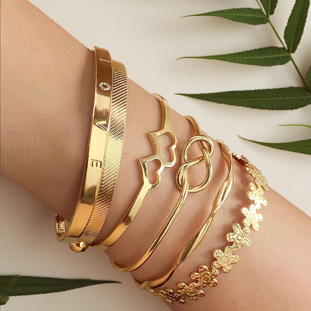 6pcs 10PCS Minimalist Five-Pointed Star Bracelet Set