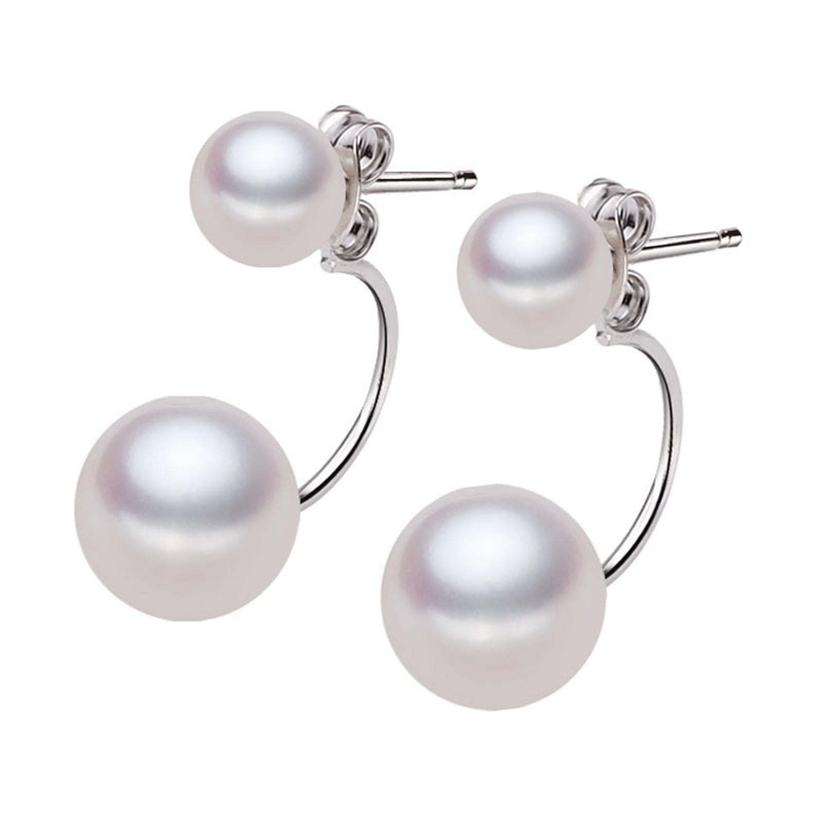 

WUUISDNX Stunning Style Natural Pearl Stud Earrings In Silver Unique And Exaggerated Jewellery S925 Sterling Silver Earrings, white белый
