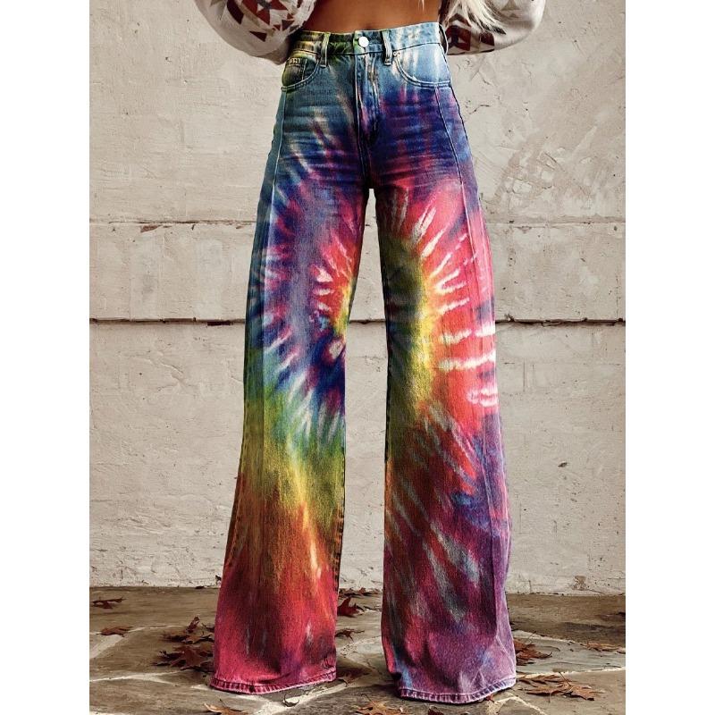 Pantaloni da Donna Stampati Casual Gamba Larga Pantaloni di Tendenza