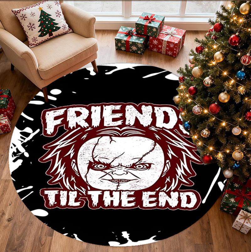 Bride of Chucky Pattern Round Rug, Indoor/Outdoor Mat, for Picnic, Gameroom, Bedroom, Office, Living Room, Home Decor Carpet, Birthday Gift