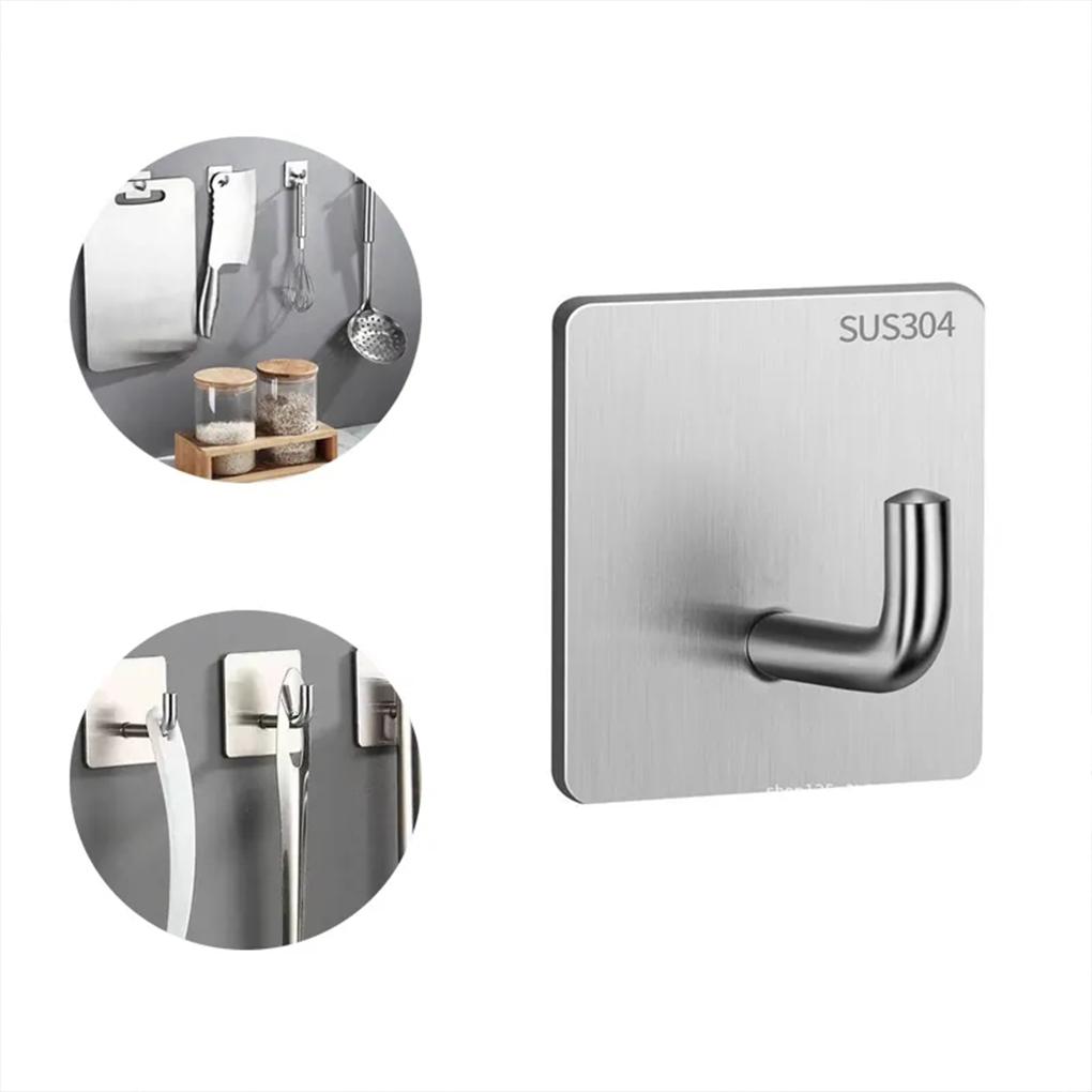 Wall Hook Hanger Adhesive Key Holder Towel Shelf Robe Storage Rack Multi-purpose Sticky Load-bearing for Home Kitchen