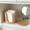 Bamboo Storage Box Bathroom Jar Makeup Organizer Cotton Round Pad Holder Reusable Makeup Cotton Pads Storage Container
