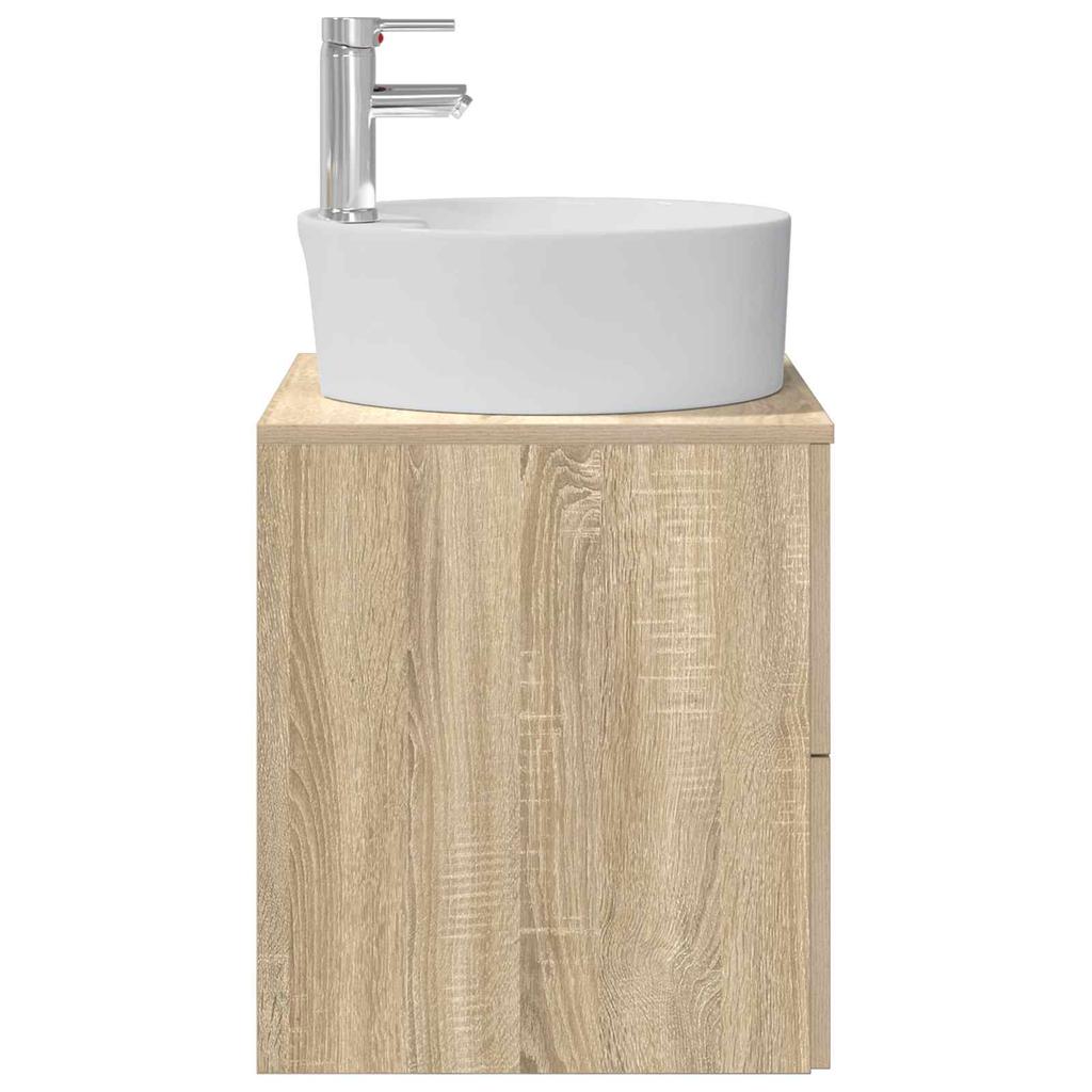 Wall Mounted Washbasin In Sonoma Oak 49.5 X 44.5 X 65 Cm