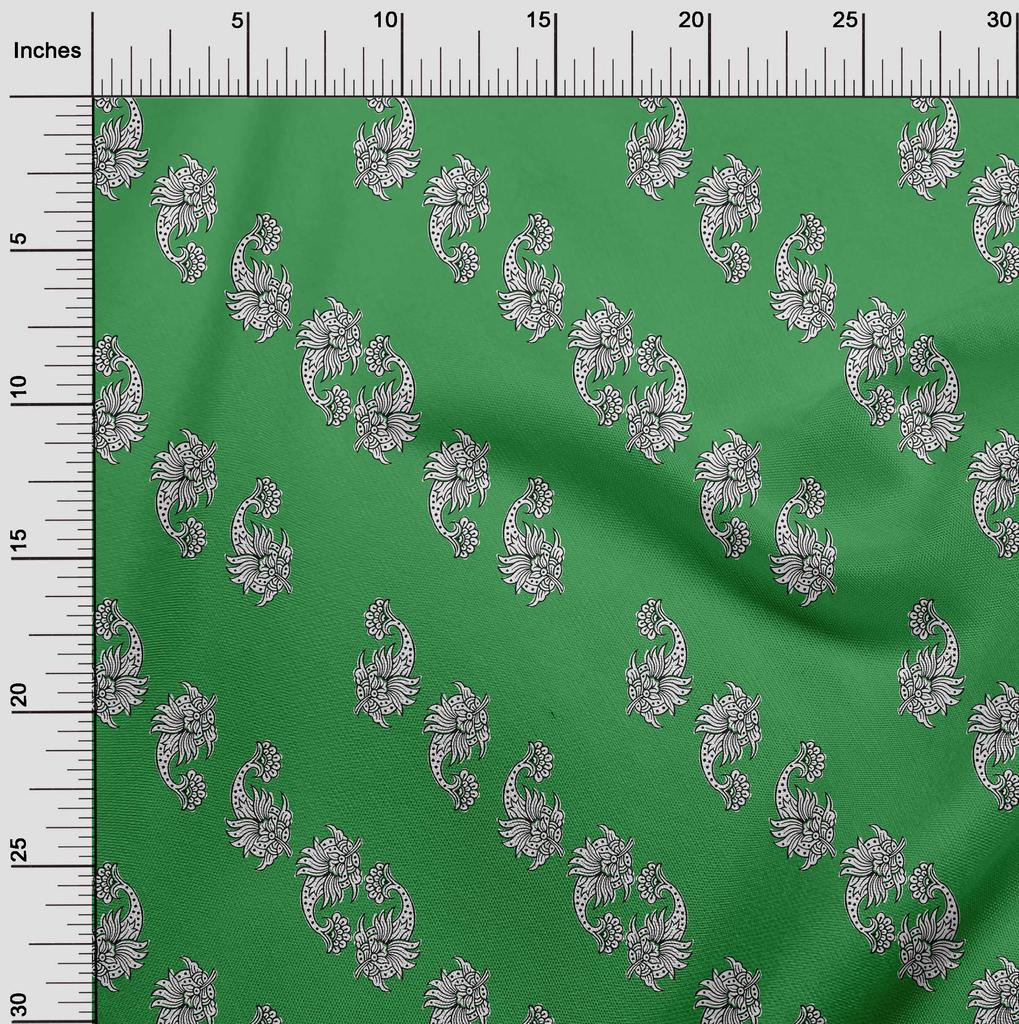 oneOone Georgette Viscose Green Fabric Block Sewing Material Print Fabric By The Yard 42 Inch