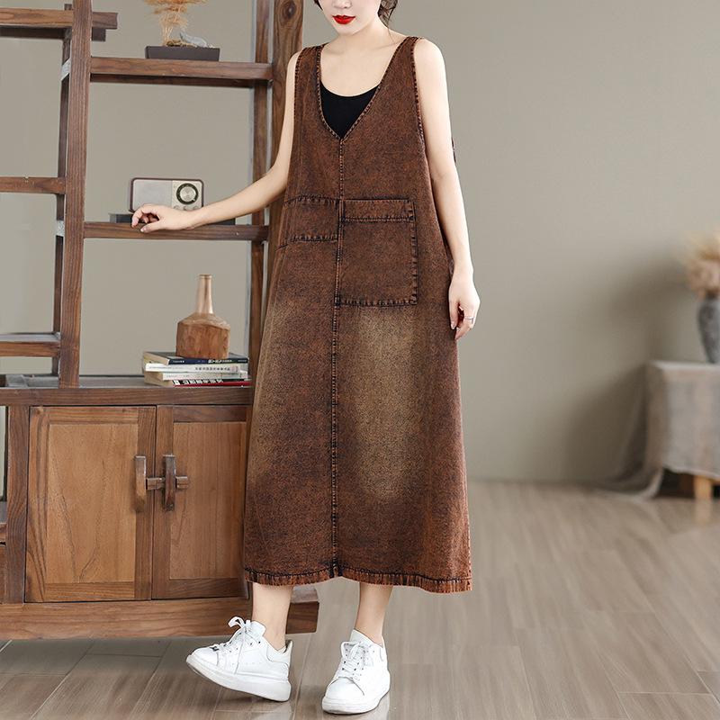 Women s Retro V-Neck A-Line Mid-Length Plus Size Dress Plus Large