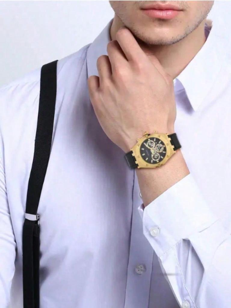 Guess Watches For Men Continental Multifunction Three-eyed Dial Brown/Black/Khaki Leather Strap Watch For Men Gift For Men GW0262G2