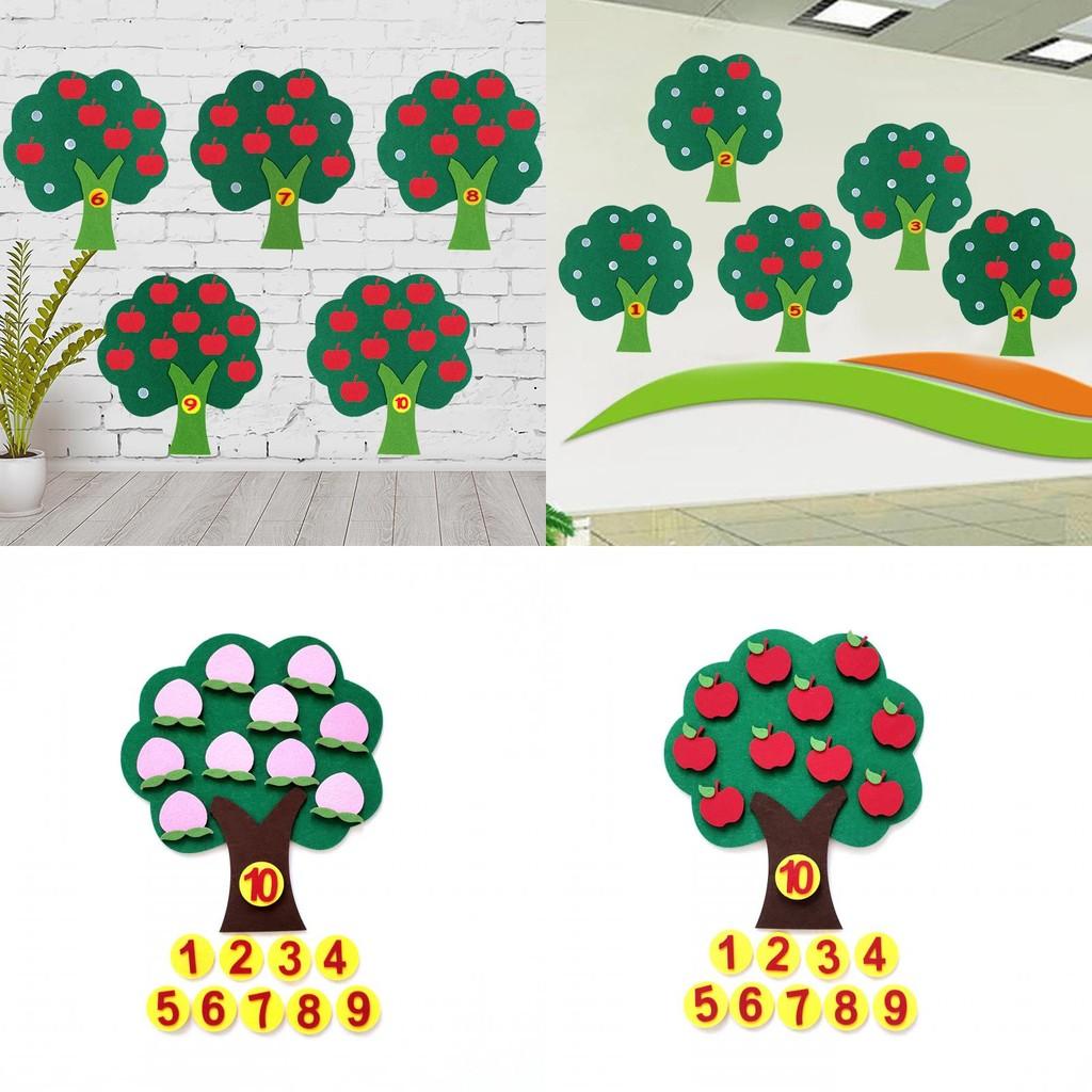 Peache Orange Banana Pear Apple Fruits Tree Felt Math Learning Education Board