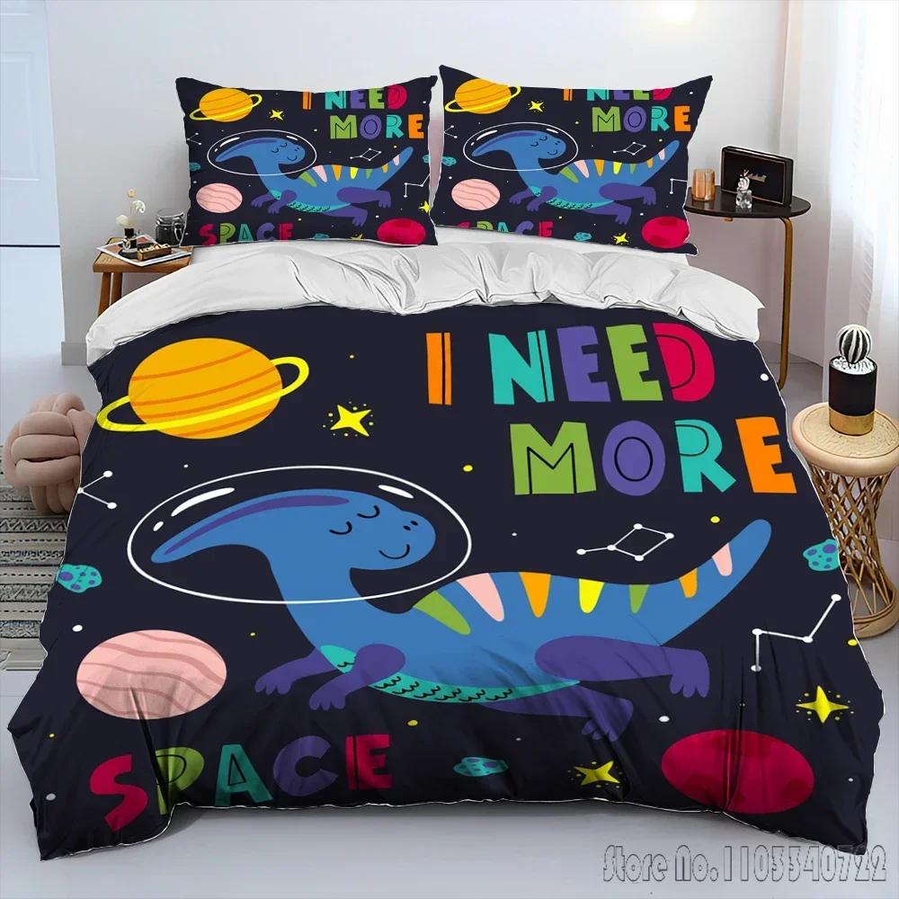 Cartoon Dinosaur Space Cute Dino Children Duvet Cover Set HD Comforter Cover for Kids Bedding Sets Bedclothes Bedroom Decor