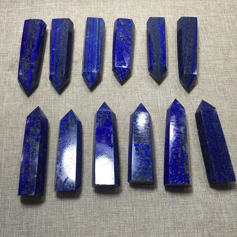 Exquisite Natural Rock Lapis Lazuli Quartz Crystal Stone Point Healing Wand Dark Blue Gift Engaging And Durable