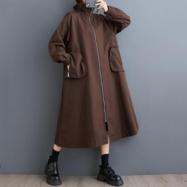 

Винтажный женский тренч оверсайз, повседневная свободная хлопковая верхняя одежда с длинными рукавами для весны и осени хаки