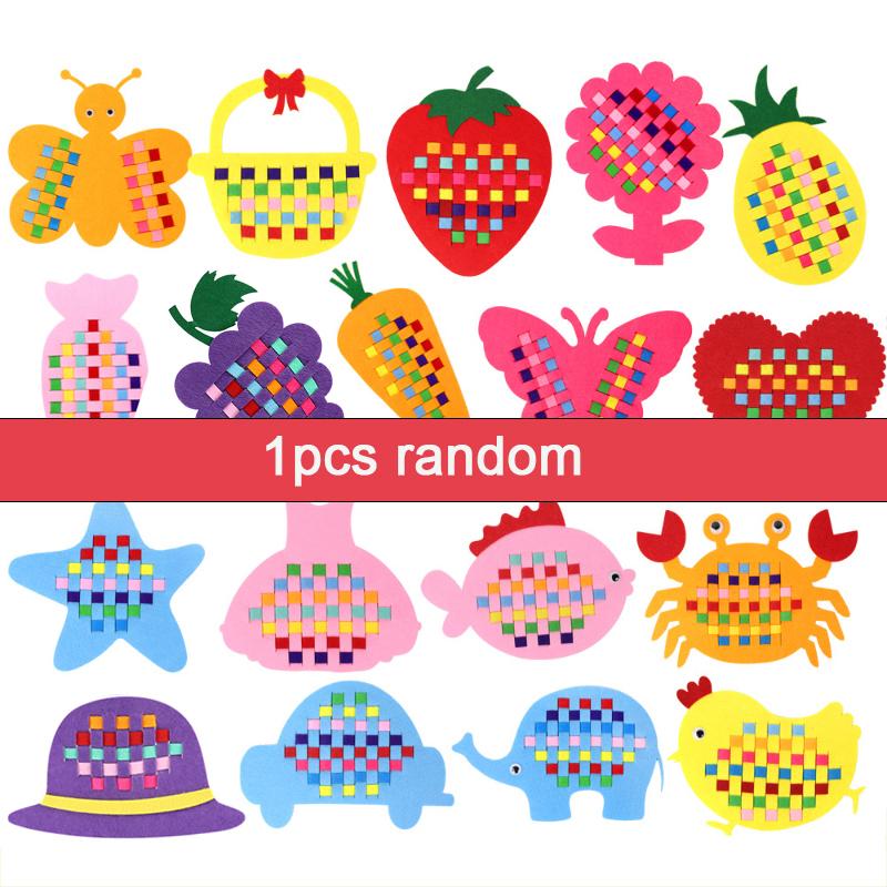 

Children s Handmade Weaving Toys Cartoon Chicken Flower Fruit Fish Ocean Animal Non-woven Weaving Material Art Craft Set for Kid