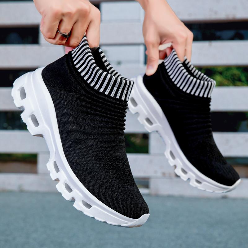 Couples Knitted Casual Sports Shoes Light Elastic Walking Jogging Shoes Men Women Breathable Socks Shoes Big Size 36-47