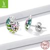 Platinum-Plated Chameleon Stud Earrings For Men And Women, Cute Animals S925 Silver Body Earrings Bse587