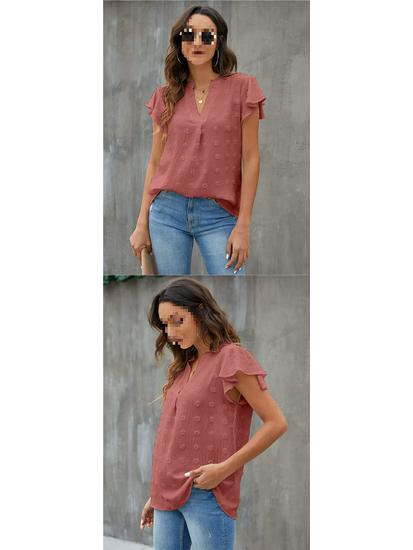 European and American Women's Ruffle Chiffon Summer Shirt