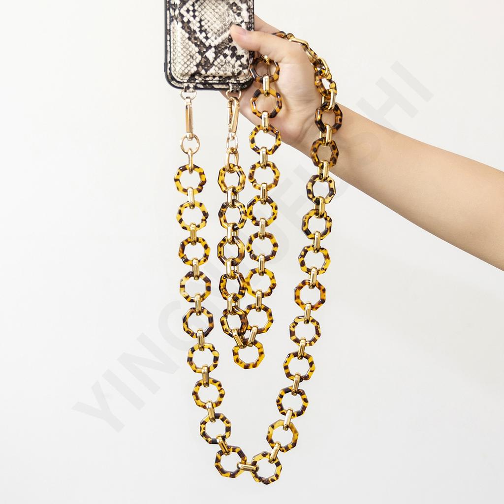 New color long acrylic long mobile phone chain crossbody anti-lost mobile phone lanyard fashionable high-end lanyard
