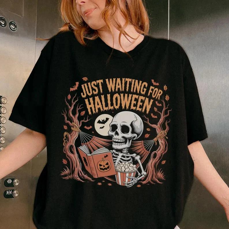 Just Waiting For Halloween T-Shirt Men Women UNisex 1 XL