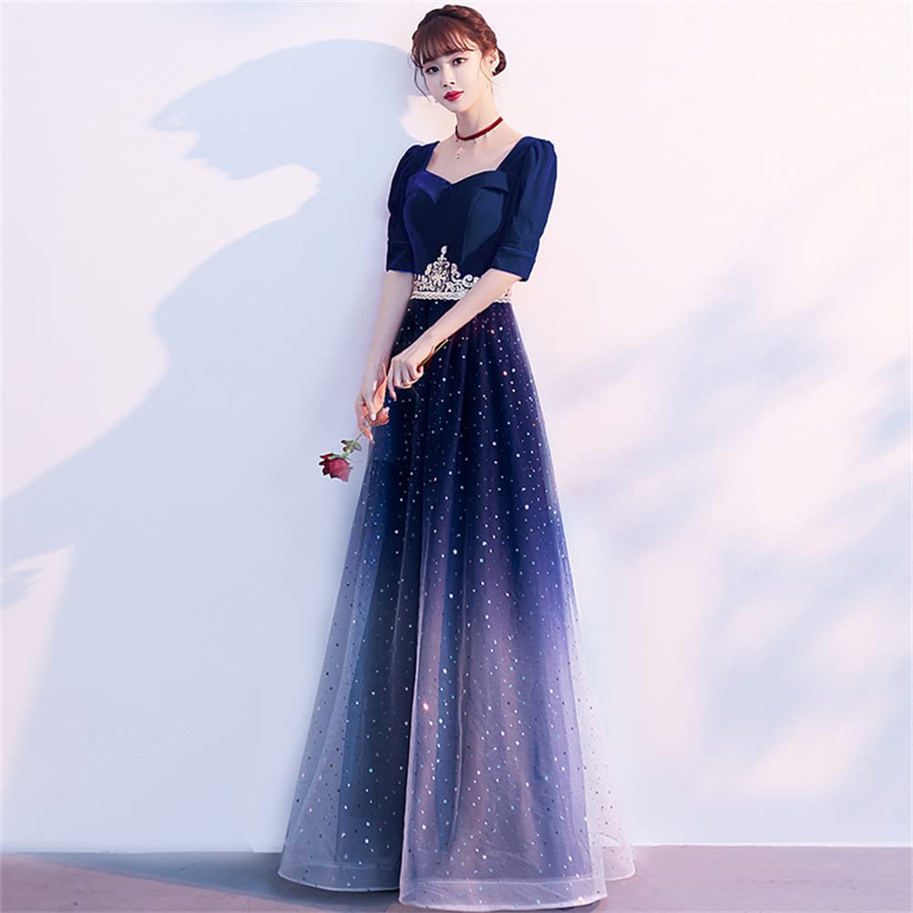JINZUOMA Evening Long Tulle Formal Short Slim Starry Sky Perfect for and Parties Size Women's Dress, Dress, Dress, Dress, Sleeve, Elegant,