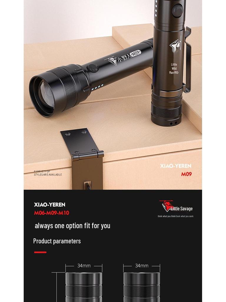 Rechargeable LED Outdoor Flashlight with Telescopic Zoom and Multifunctional Long-Range Emergency Lighting