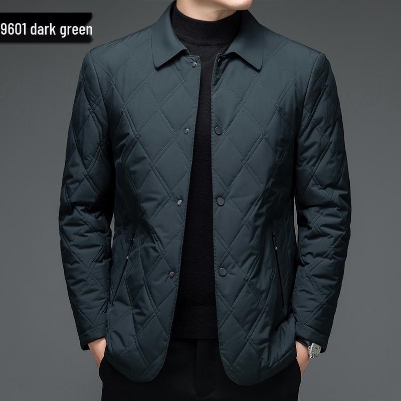 

Men s Plaid Stand-Collar Cotton-Padded Jacket - Lightweight, Warm Winter Coat for Middle-Aged to Elderly, Plus Sizes Available L