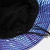 Leather Luminous Bucket Hat Wide Brim Shiny Sun Cap Laser Rainbow Fisherman Hat  Outdoor Travel