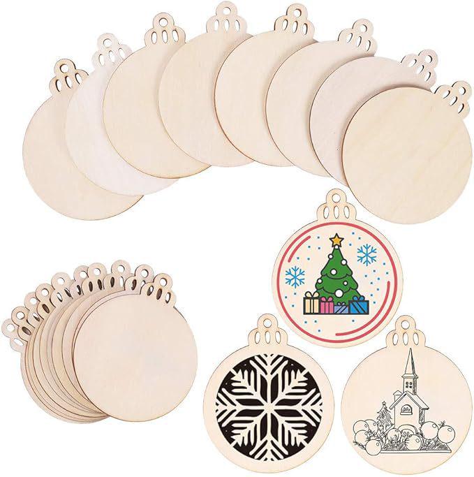 Handmade Round Wood Slice Christmas Ornament with Growth Rings – DIY Holiday Decoration and Party Tag