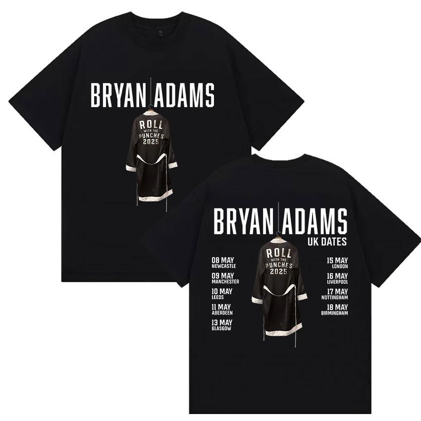 BRYAN ADAMS ROLL WITH THE PUNCHES TOUR 2025 T-Shirts Men Women Vintage High Quality Oversized Cotton T Shirt Fans GiftStreetwear