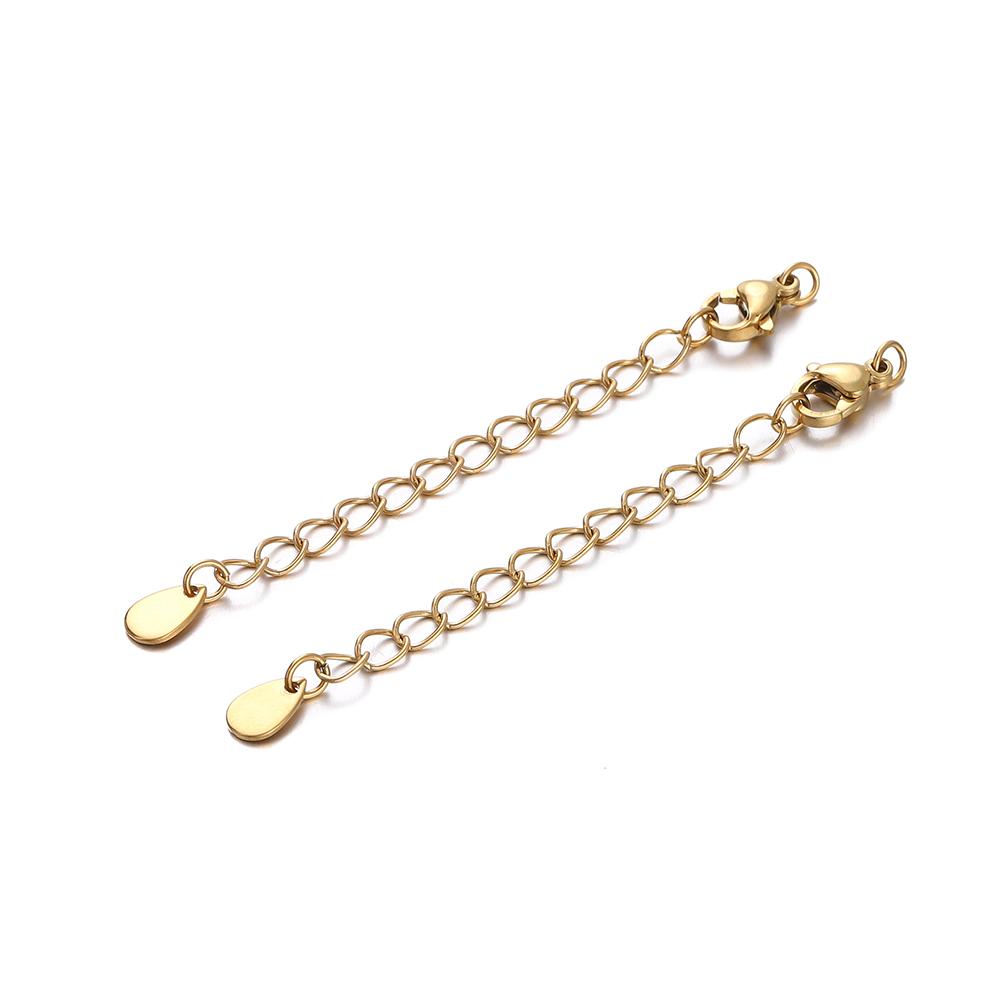 10pcs Stainless Steel Extension Extended Tail Chains Lobster Clasps Connectors DIY Jewelry Making Findings Bracelet Necklaces