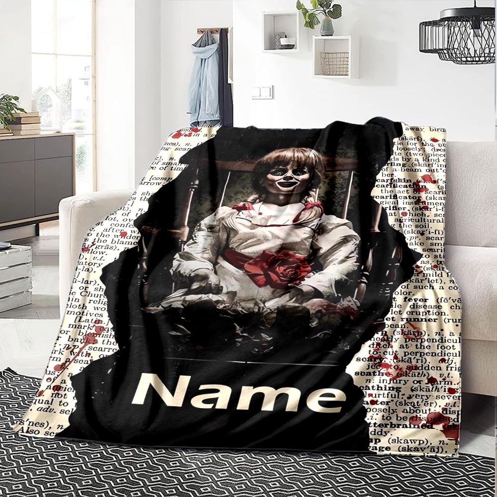 Custom Name Halloween horror Theme Printed Blanket - Perfect for Couch, Bed, Travel & Outdoor Use | Machine Washable, Cozy & Durable.