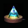 Pyramid Orgonite + Led Lamp Base 5Cm Crystal Stones Amulet 5Cm Hx14