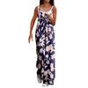 Wide Leg Overalls For Women Casual Loose Sleeveless Print Button Long Pant Romper Jumpsuit With Pockets
