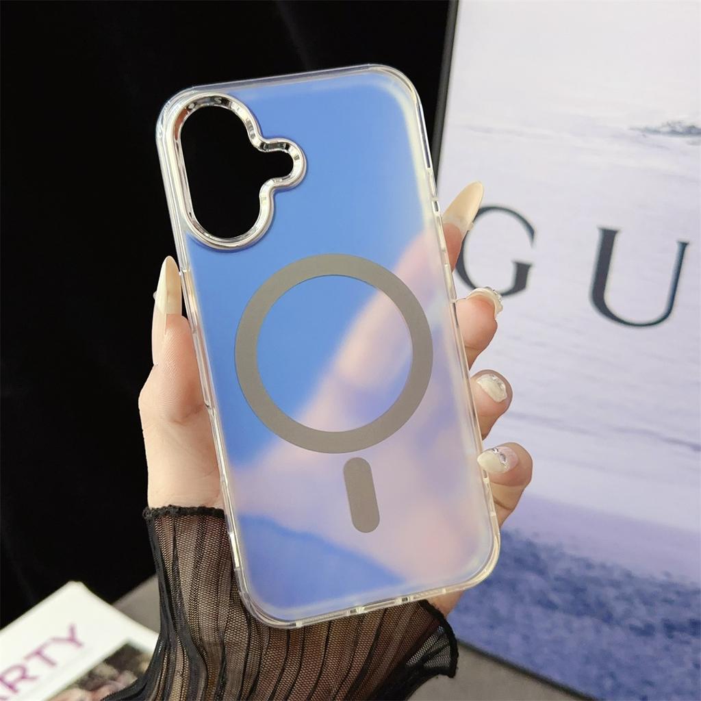 Silver Sand Magnetic Phone Case Suitable for IPhone15promax Anti-drop Apple 16plus Protective Case 14 Female Shell