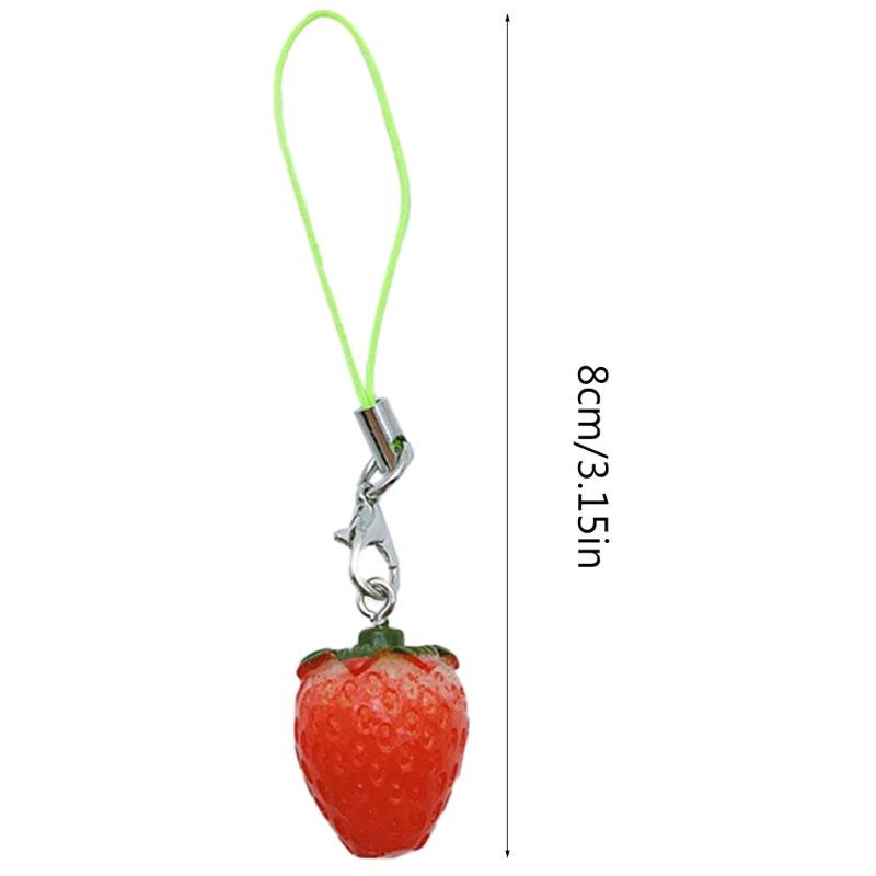 Multi Color Phone Lanyard Fruit Shapes Pendant Wrist Strap Detachable Phone Chains Keyring Portable Accessory for Women