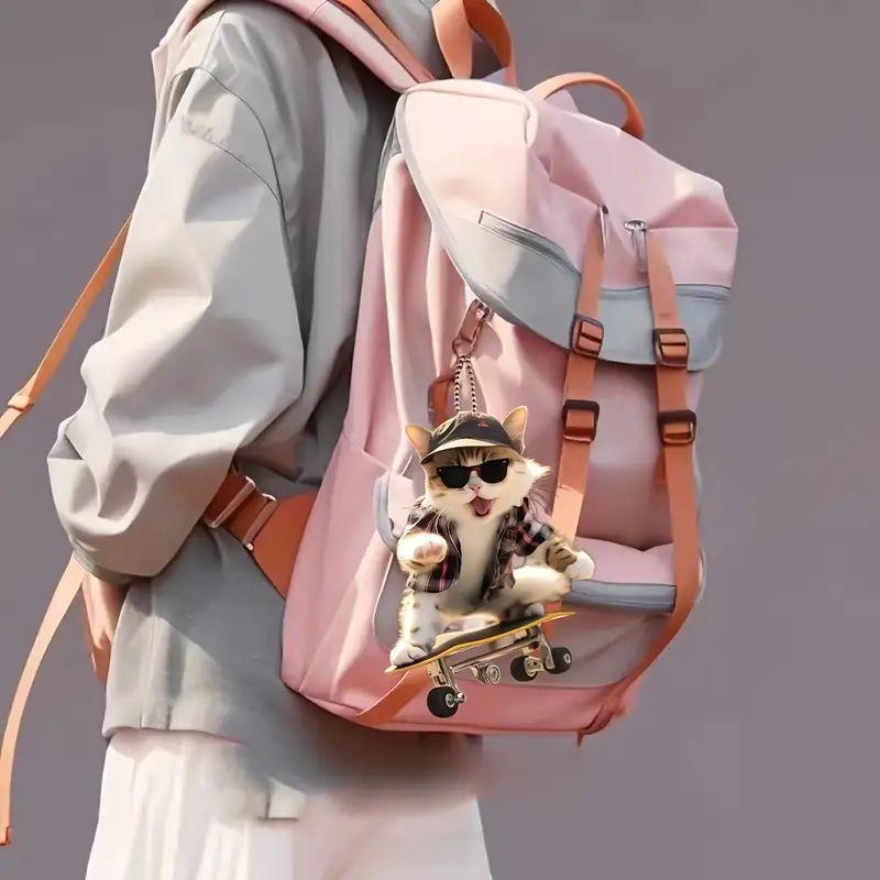 New Acrylic Flat 2D To Cool Skateboard Cat Pendant Pendant Backpack Pendant Keychain Pendant