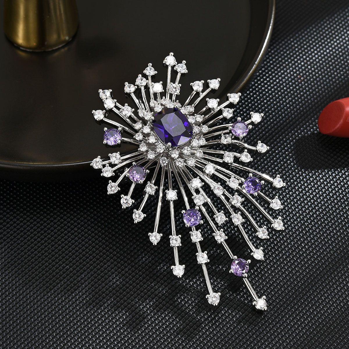 

SUYU Модная циркониевая брошь Ослепительный фейерверк Изысканная брошь Модная булавка Пряжка Женские аксессуары для одежды