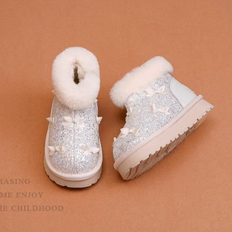 Winter Girls' Warm Snow Boots Children's Crystal Short Boots Fleece-lined Thickened Lightweight Cotton Shoes