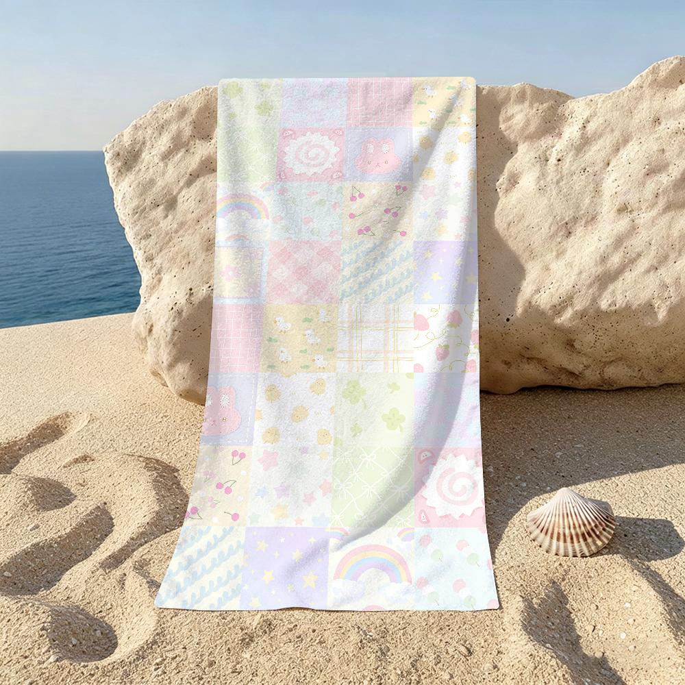 Kids Patchwork Towel Towels For Beaches Yoga Studios Gyms Hot Springs Swimming Pools And Picnics