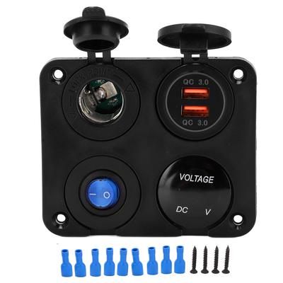 Car USB Charger 4 Hole Waterproof Design Intelligent Control Dual Port Car Power Outlet for Automobiles Motorcycles