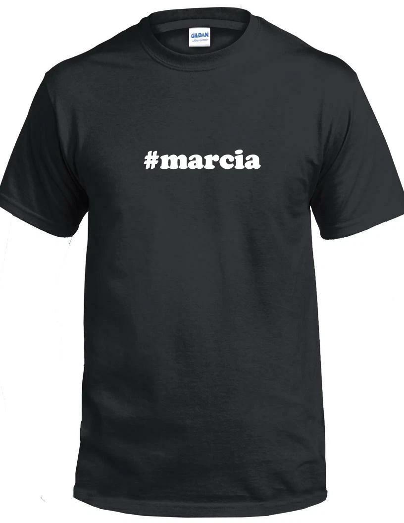 #marcia T-Shirt Hashtag Marcia Funny Gift Black White Cotton Tee Shirt S