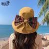 8503 spring and summer hat women's outdoor travel big eaves sunscreen visor fashion bow bucket hat