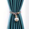 2 Piece Deluxe French Curtain Tiebacks with Glossy Faux Pearl Accents - Elegant Polyester, No Drilling Adjustable Cord for Exquisite Home Decor