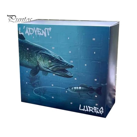 

Рибальський адвент-календар на 2024 рік для чоловіків, хлопчиків-підлітків, набір рибальських снастей, приманок, аксесуарів, календар зворотного відліку A