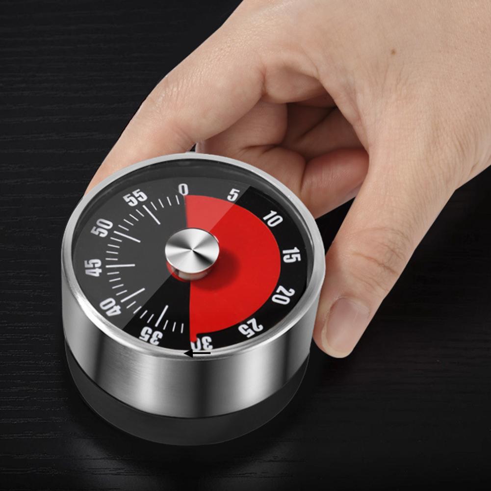 Mechanical Countdown Timer Stainless Steel Kitchen Machinery Timer Clear Scale Visual Timer 60 Minute for Cooking Baking
