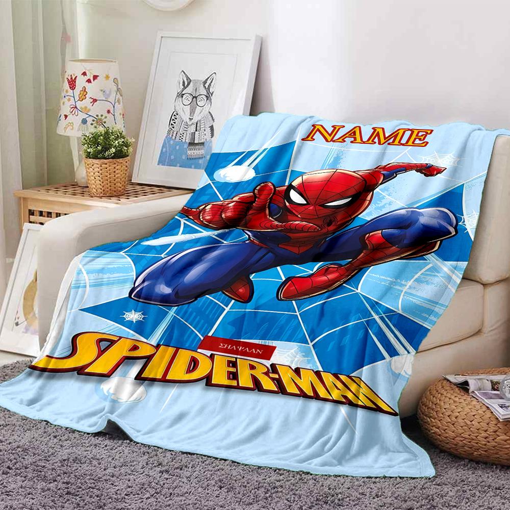 Customiz Name Personality Spider-Man Blanket Soft &Warm Sofa Office Bed Travel Lunch Break Blanket, Gift Suitable All Seasons