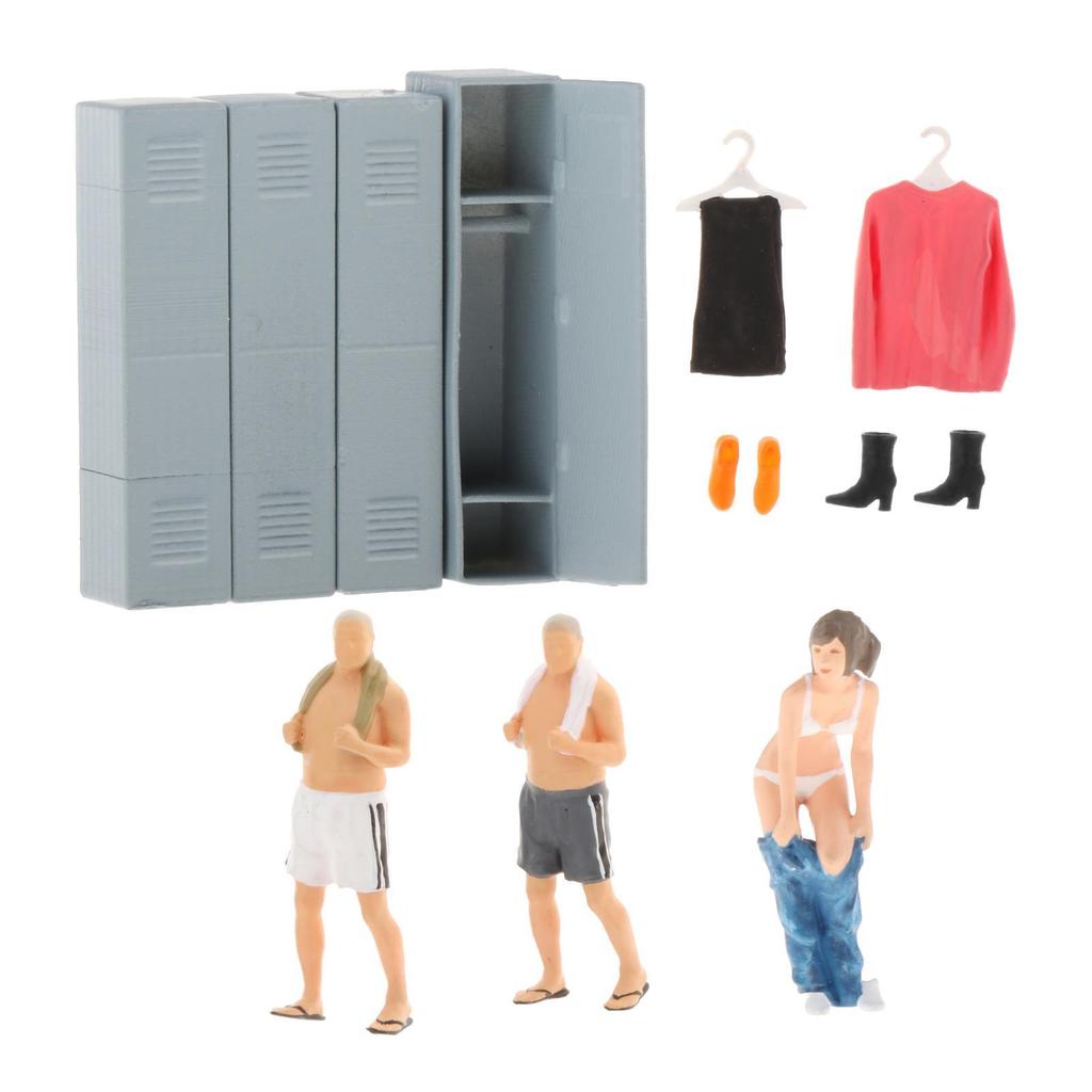 1:64 Scale Car Model Garage Figure Scenario Models for Race Medal People Old Man Locker