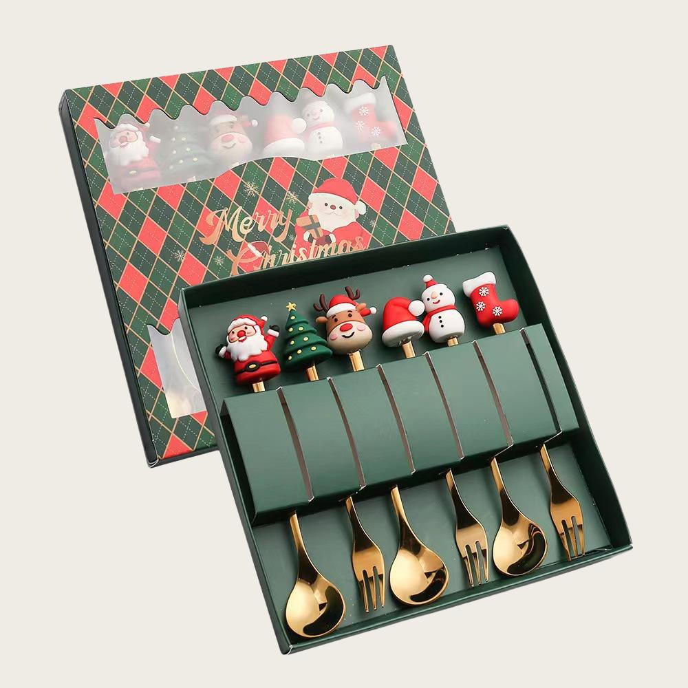 4/6pcs Stainless Steel Spoon Fork Set Gold Silver Coffee Tea Spoon Creative Tableware  Birthday Gift